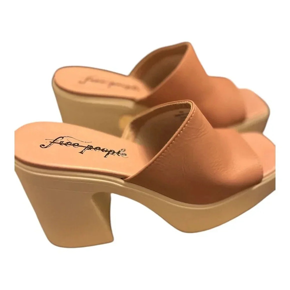 NIB FREE PEOPLE Zoe Natural Chunky Leather Platform Heel Sandals Size 39… - Picture 2 of 7